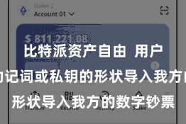 比特派资产自由 用户不错通过助记词或私钥的形状导入我方的数字钞票