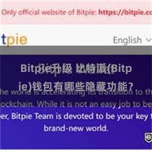 Bitpie升级 比特派(Bitpie)钱包有哪些隐藏功能？